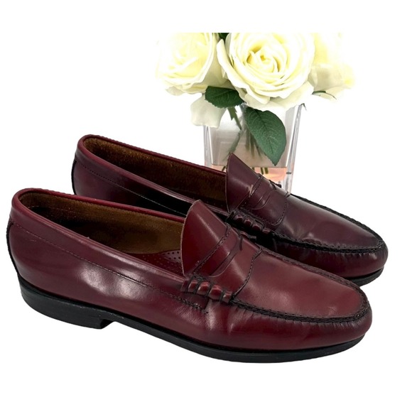 G.H. Bass Men's Loafer Size 10.5 Burgundy Leather Dress Shoe Vintage Made in USA - Picture 1 of 9